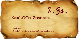 Komlós Zsanett névjegykártya